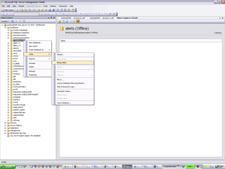 Sql Server Bring Database Online